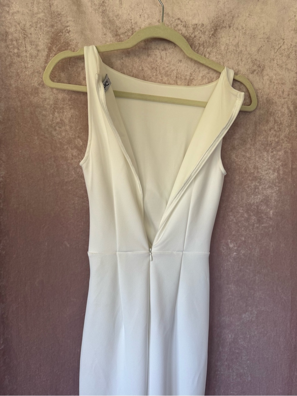 White Column Maxi Dress High Neck Modest Size XS - Picture 6 of 8